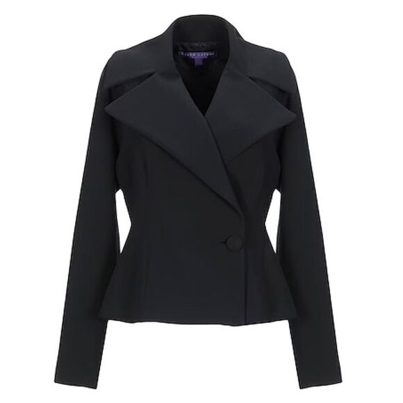 Ralph Lauren Collection Purple Label Chrystie Wool Black Blazer Jacket Sz 8 - Picture 1 of 7